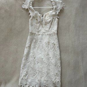 White Off-The-Shoulder Lace Sundress